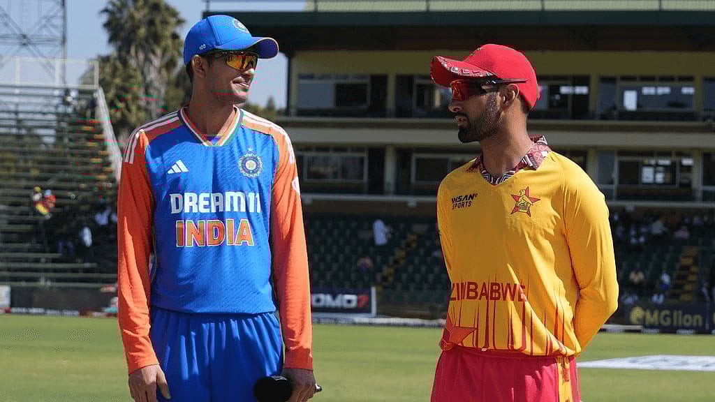 AP : Indian skipper Shubman Gill (left) with his Zimbabwean counterpart Sikandar Raza at the toss.
